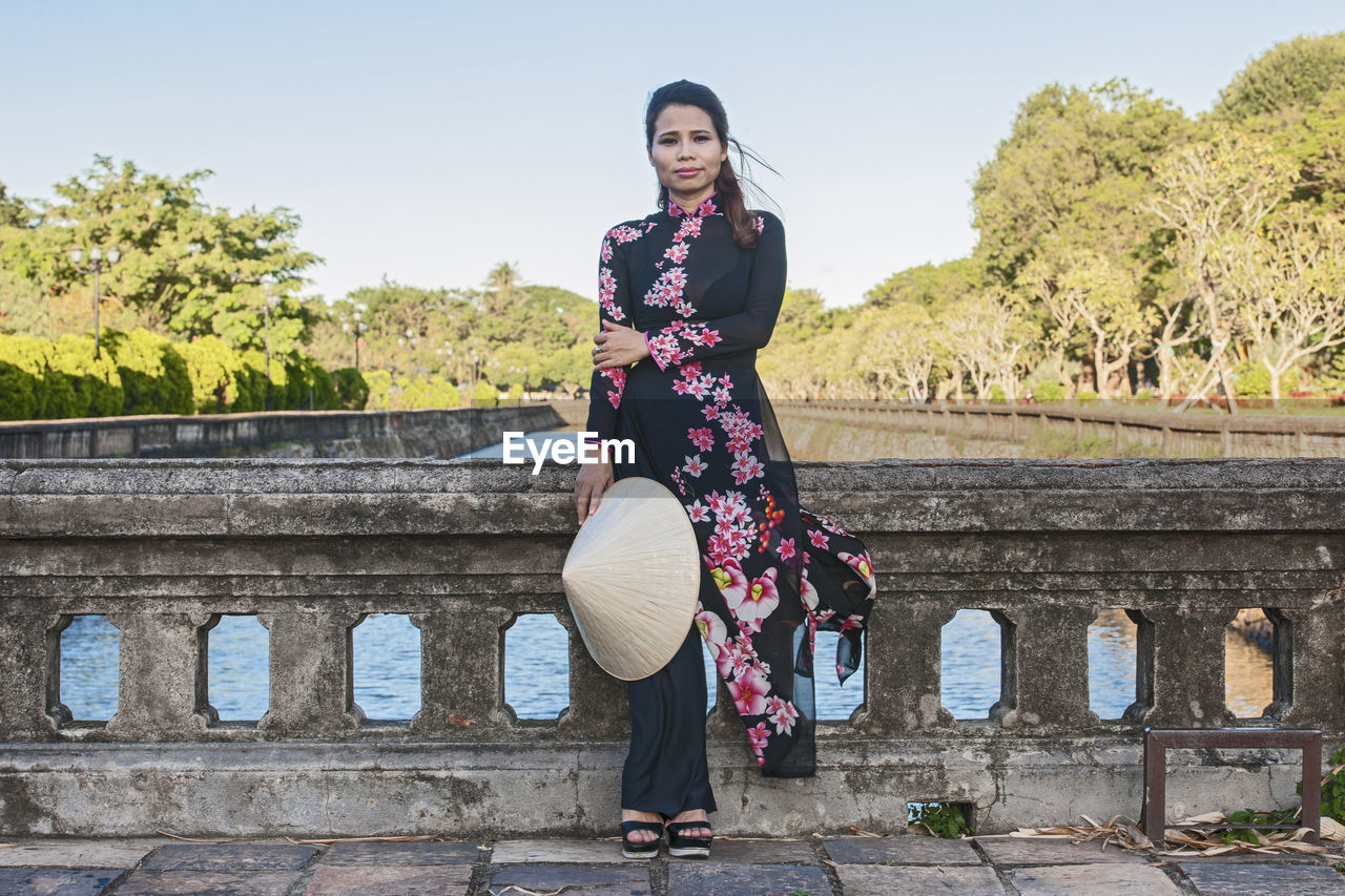 Beautiful woman at the imperial fortress in hue / vietnam