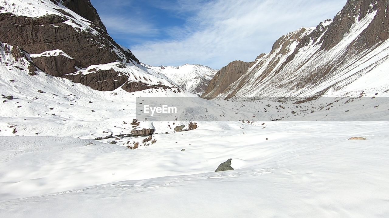 Mountain snow, valley and landscape