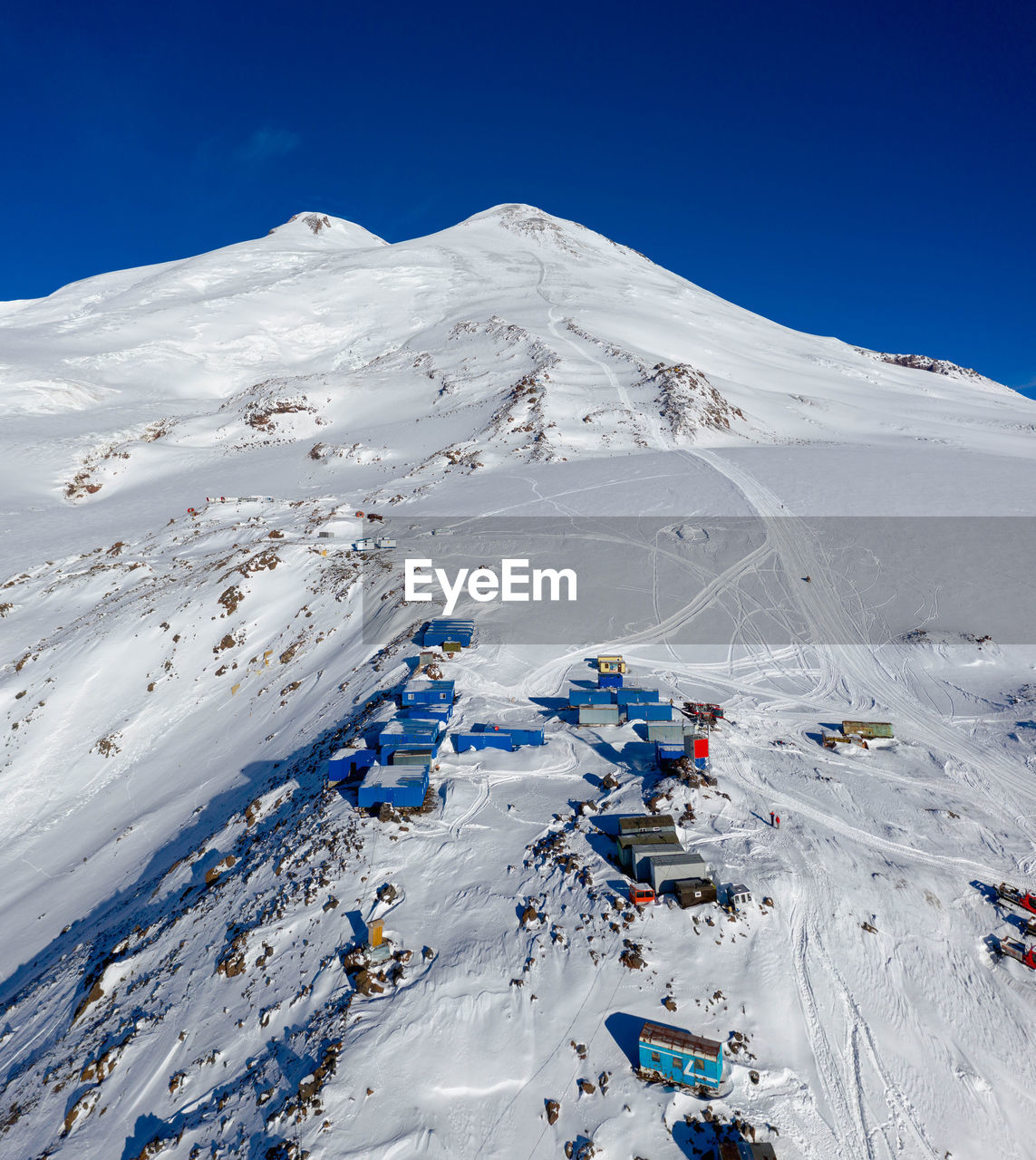 Elbrus summit, mountain landscape in the caucasus region