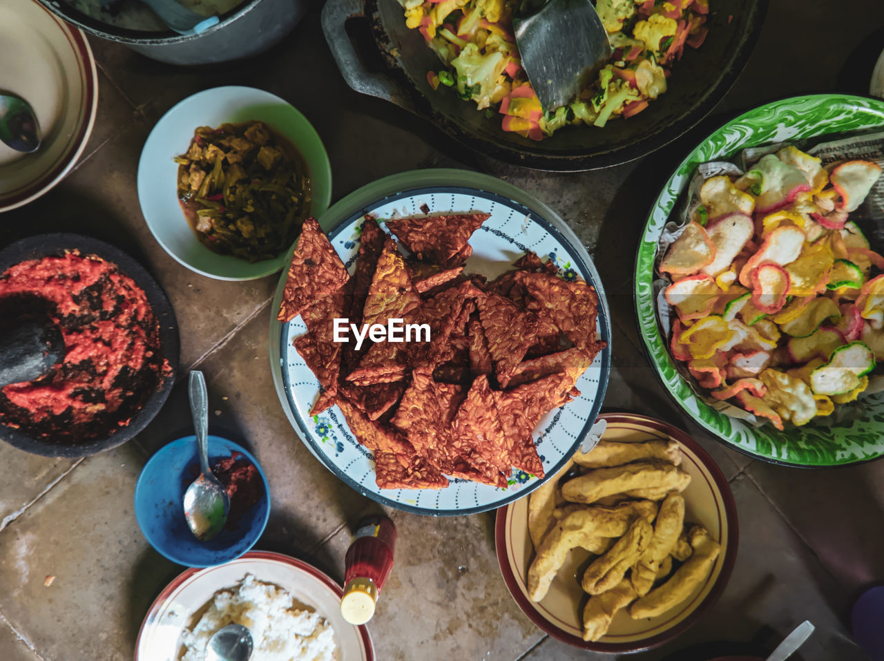 High angle view of food on table