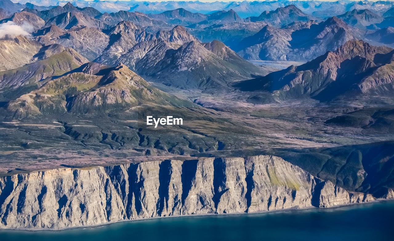 Scenic view of snowcapped mountains during winter