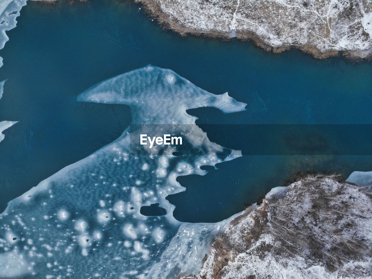 Aerial of frozen sea