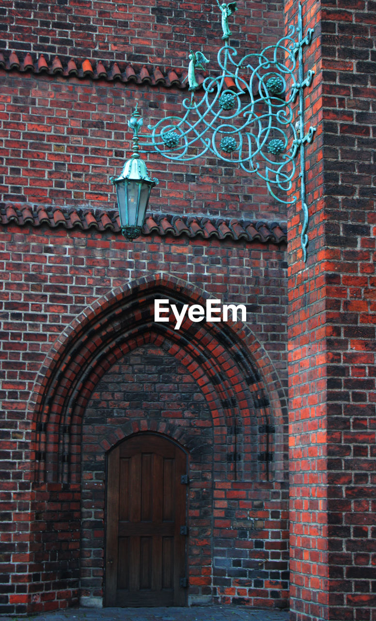 Closed door of historical building