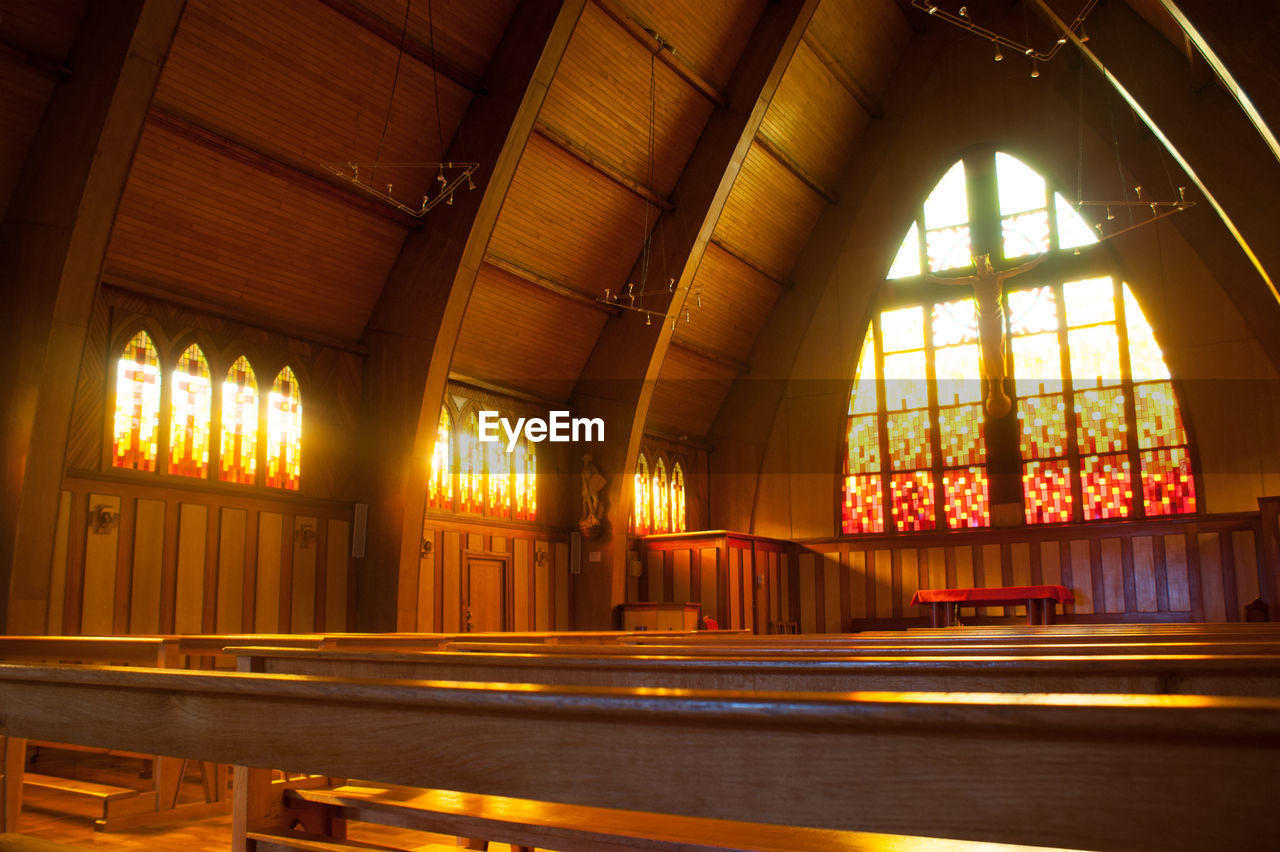 Interior of illuminated church