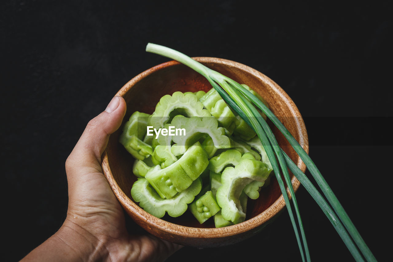 Fresh bitter melon slice-ingredient for cooking