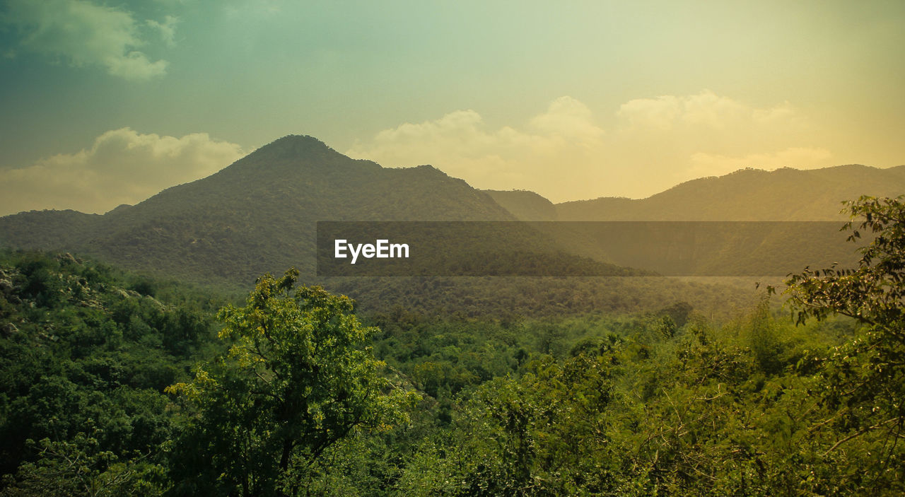 Scenic view of mountains against sky