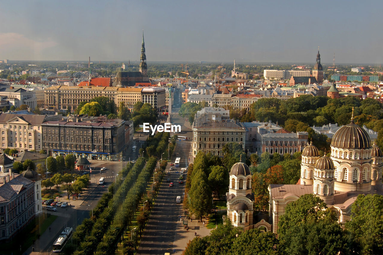 Aerial view of buildings in city