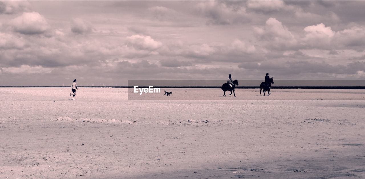 PEOPLE ENJOYING ON BEACH AGAINST SKY