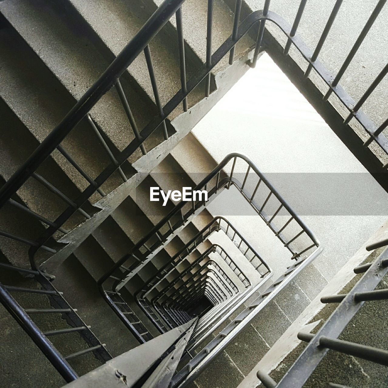 Directly above view of staircase in building