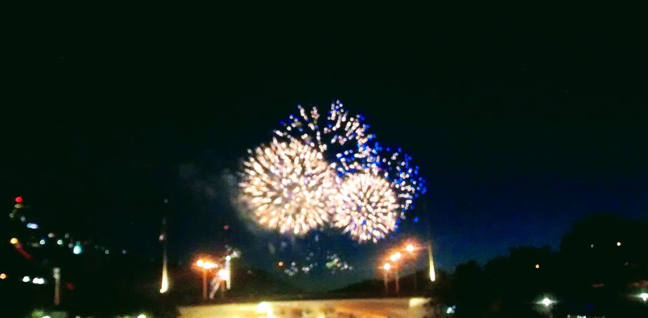 LOW ANGLE VIEW OF FIREWORK DISPLAY AGAINST SKY AT NIGHT