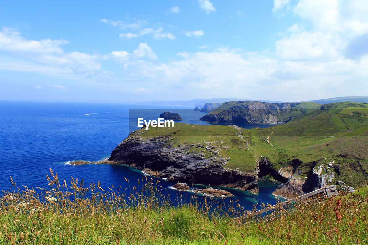 Scenic view of sea against cloudy sky