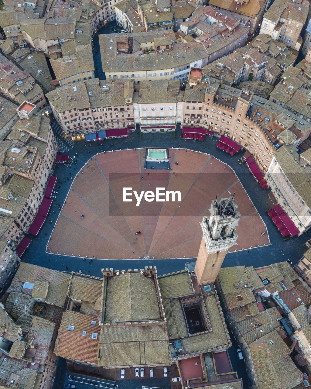 High angle view of buildings in city