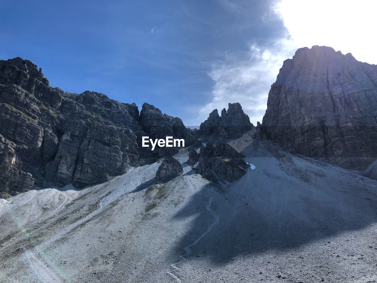 Panoramic view of mountains against sky