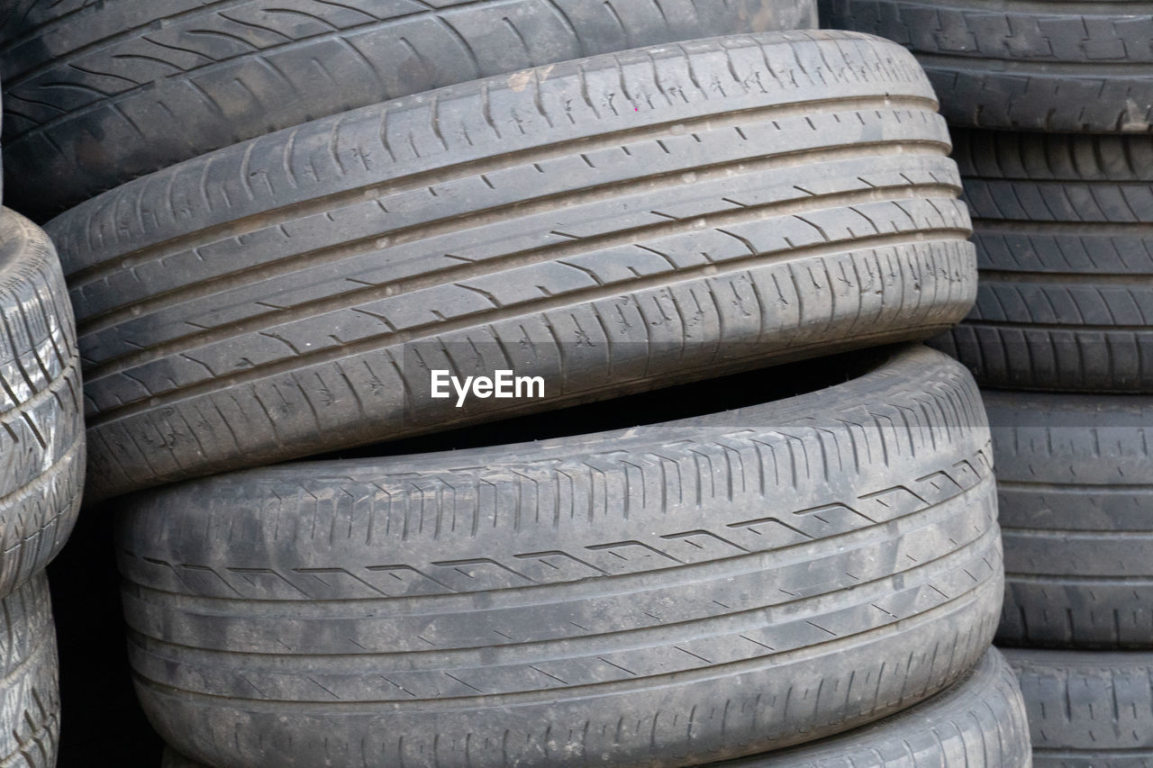 Stacks of car tyres