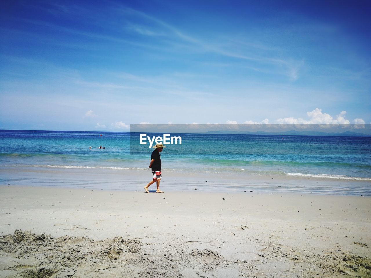 MAN AT BEACH AGAINST SKY