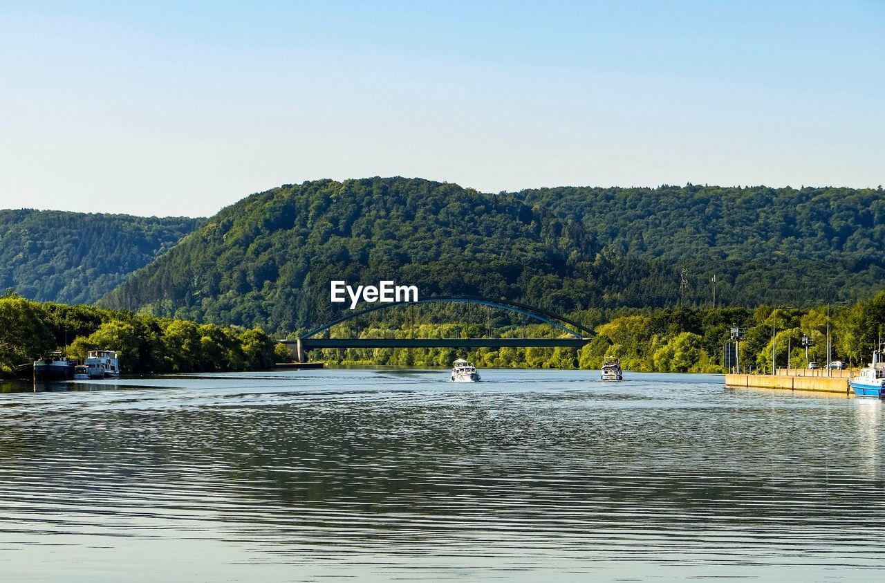 Scenic view of lake against clear sky