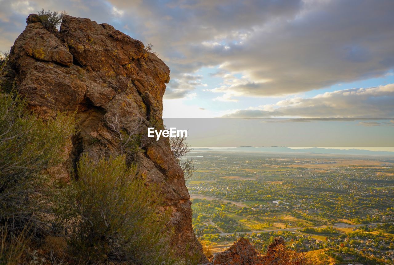 Scenic view of rocky mountains against sky