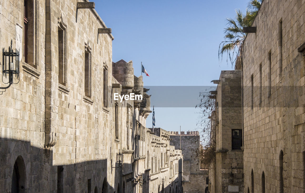 View of a street in the medieval town of rhodes, greece