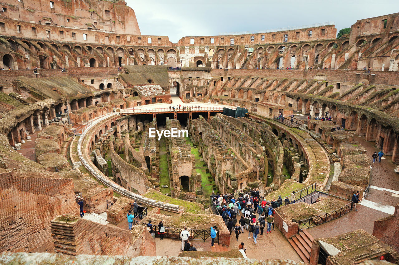 High angle view of tourists in rome