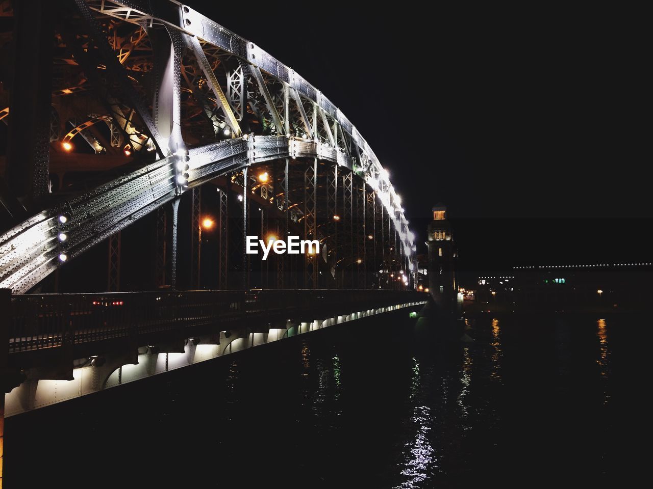 ILLUMINATED SUSPENSION BRIDGE AT NIGHT