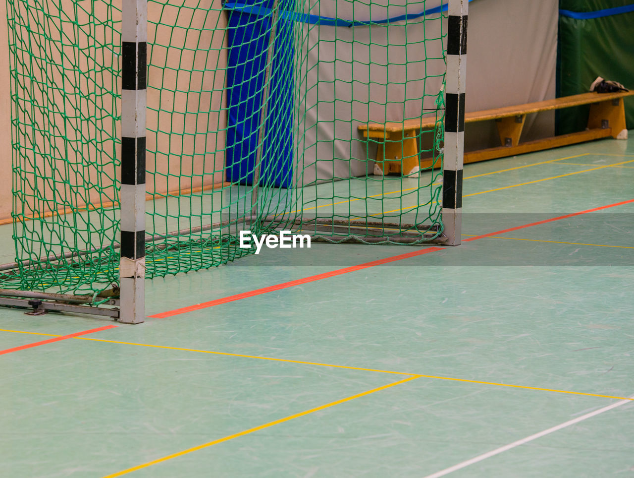 Hall floor in a gymnasium with diverse lines