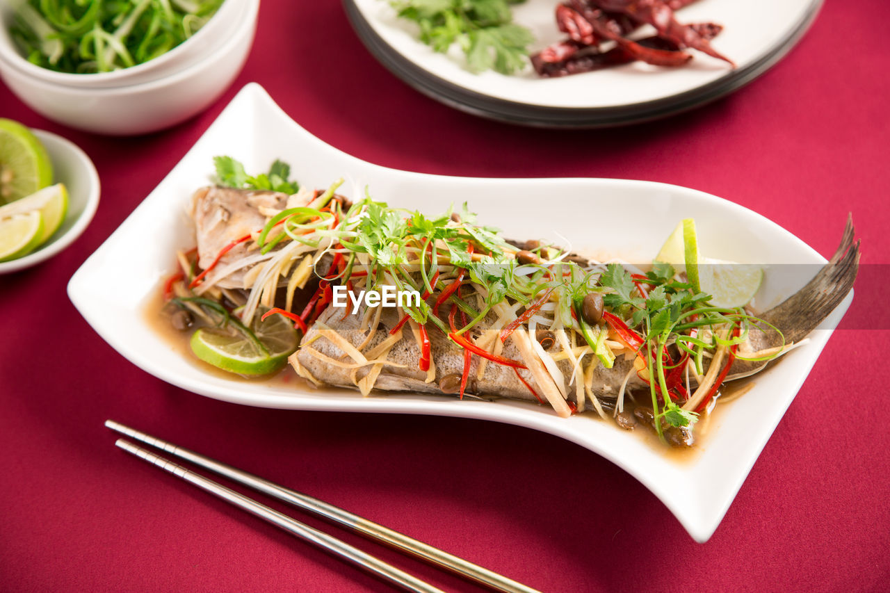 Close-up of steamed fish