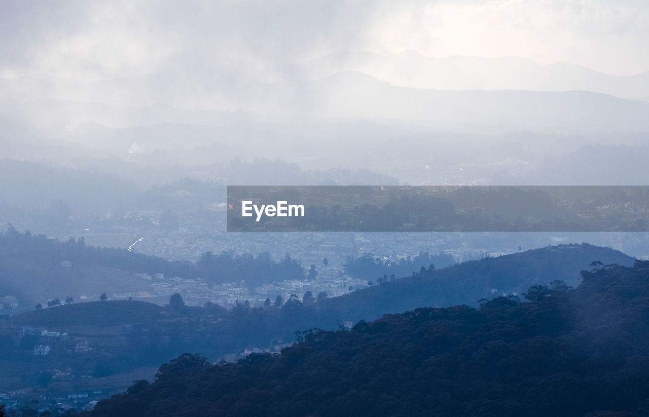 Aerial view of mountain range