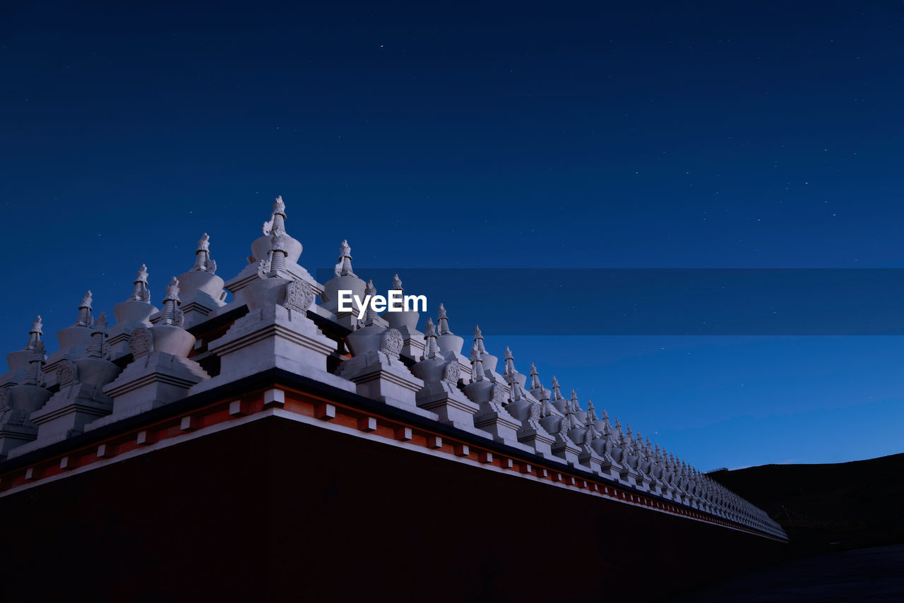 Low angle view of the pagoda at night