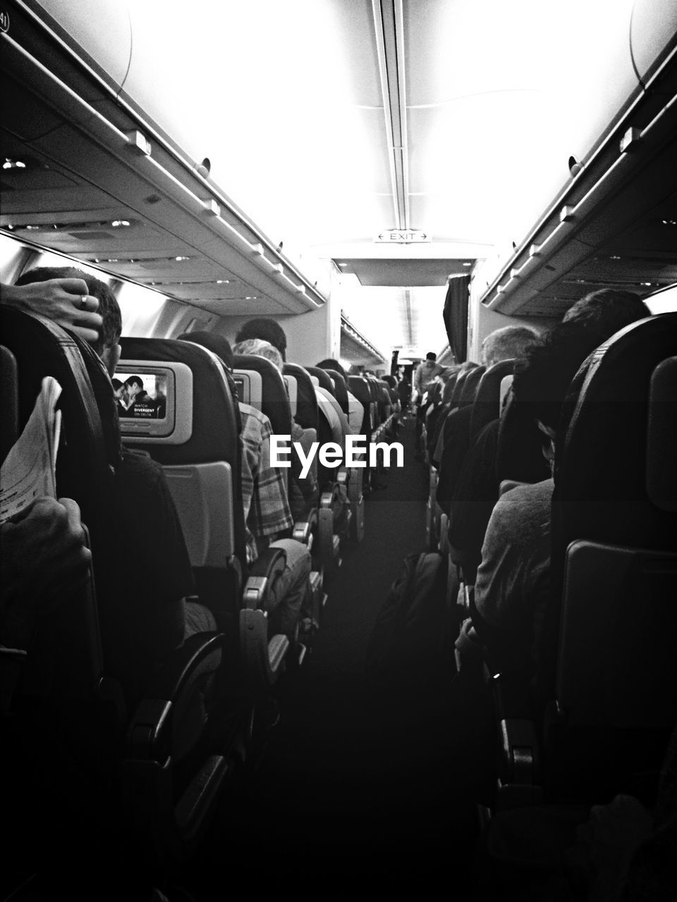People traveling in airplane