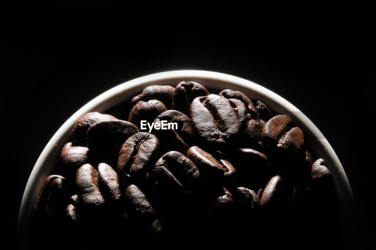 High angle view of coffee beans