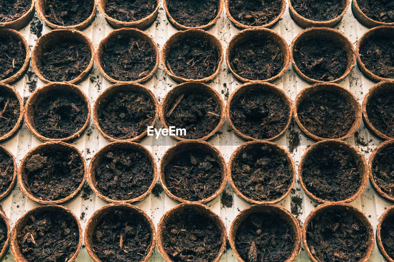 Full frame shot of flower pots