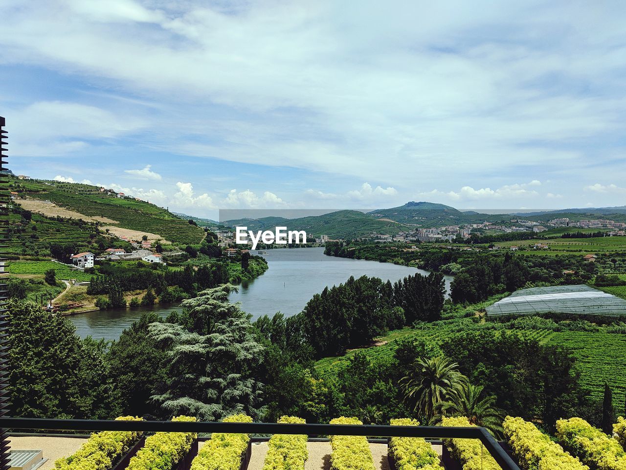 Scenic view of bay against sky