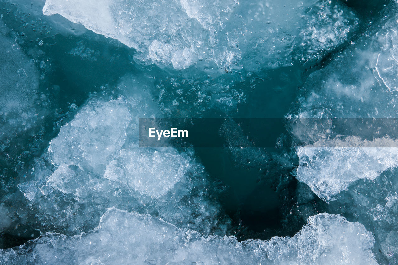 High angle view of frozen sea