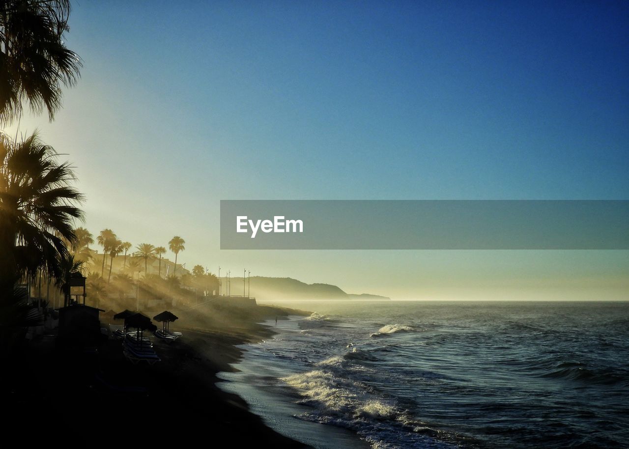 Scenic view of sea against clear sky
