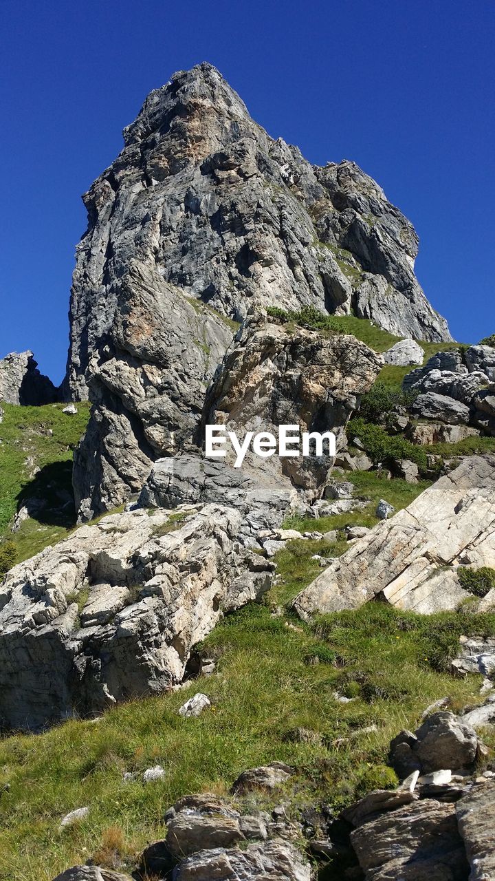 Scenic view of mountain against clear sky