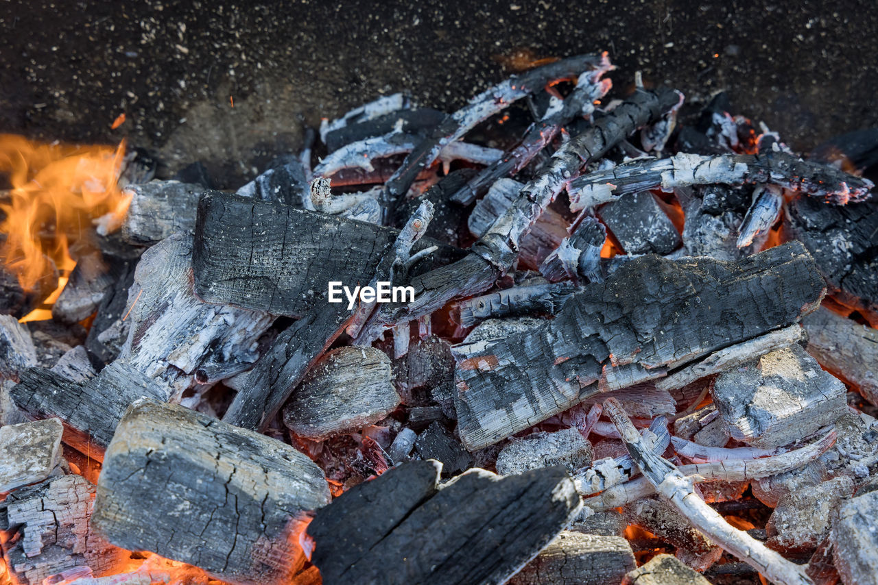 close-up of bonfire at night