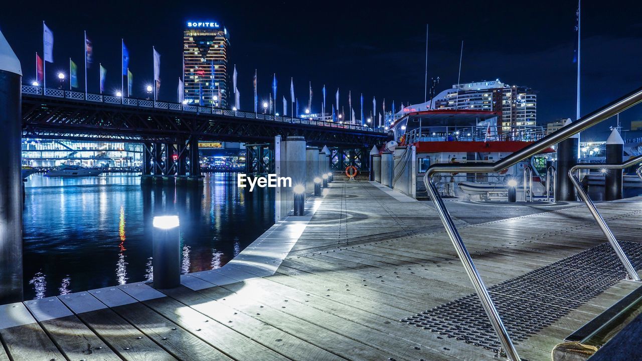 ILLUMINATED BRIDGE AT NIGHT