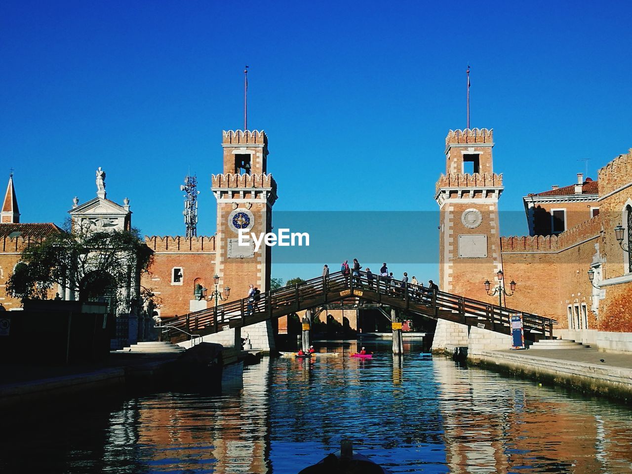 View of a bridge against blue sky