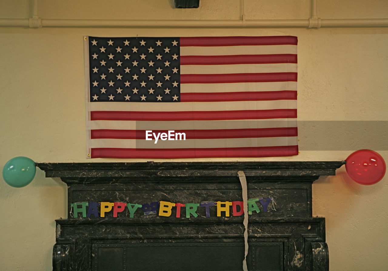 American flag above happy birthday text