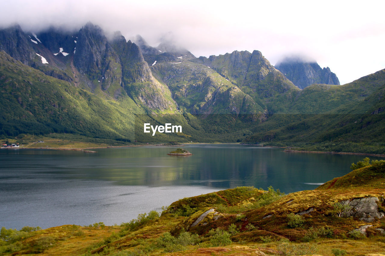 Scenic view of lake against sky