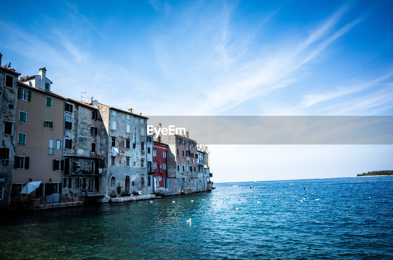 Scenic view of sea against sky at mediterranean city rovinj