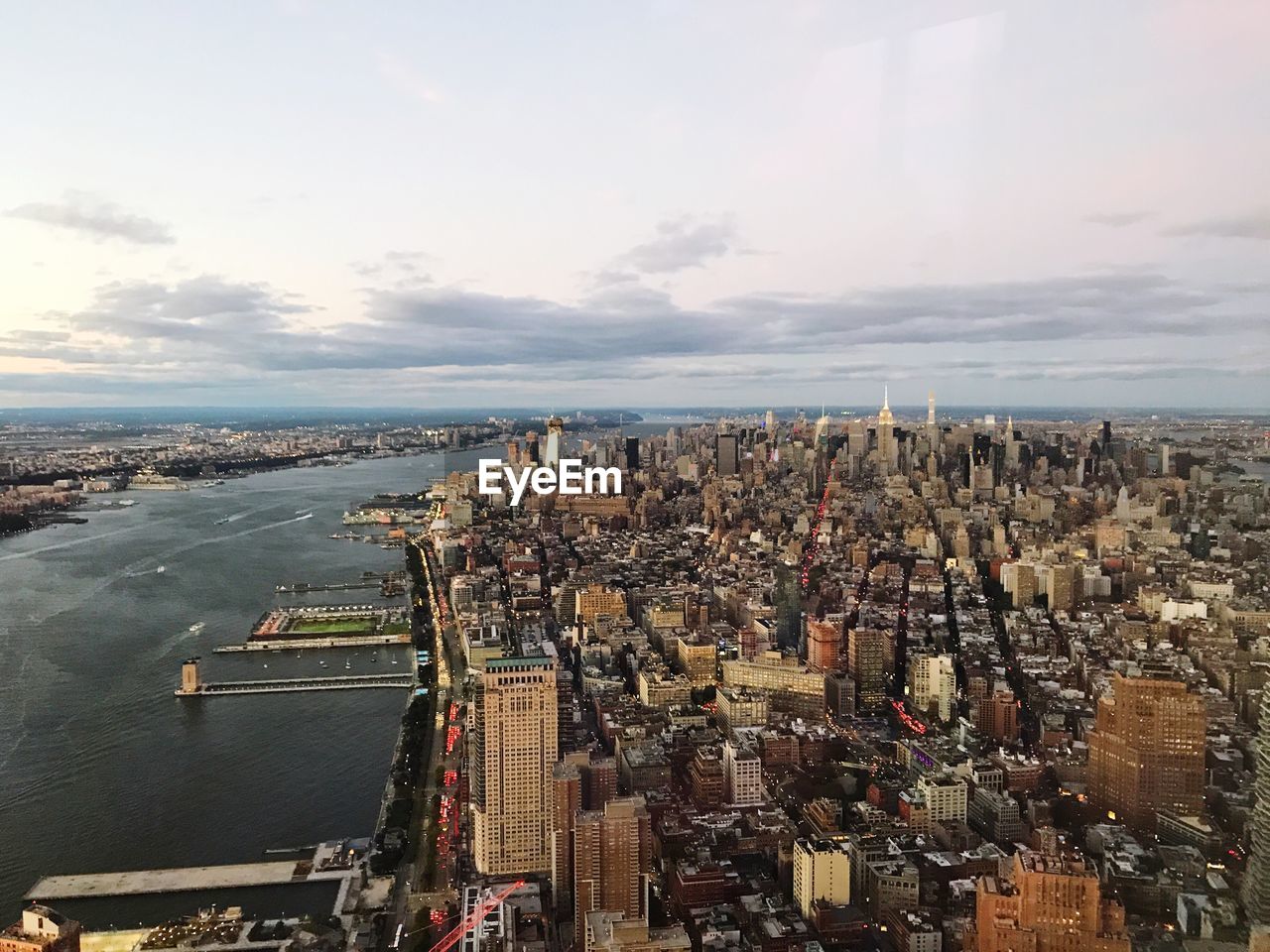 Aerial view of cityscape against sky