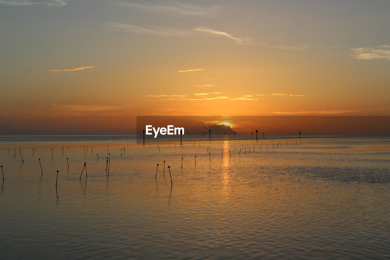 Scenic view of sea against sky during sunset