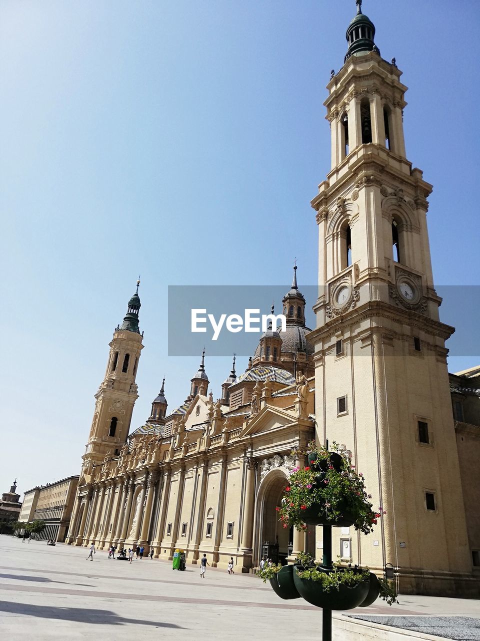 Low angle view of historic building against clear sky