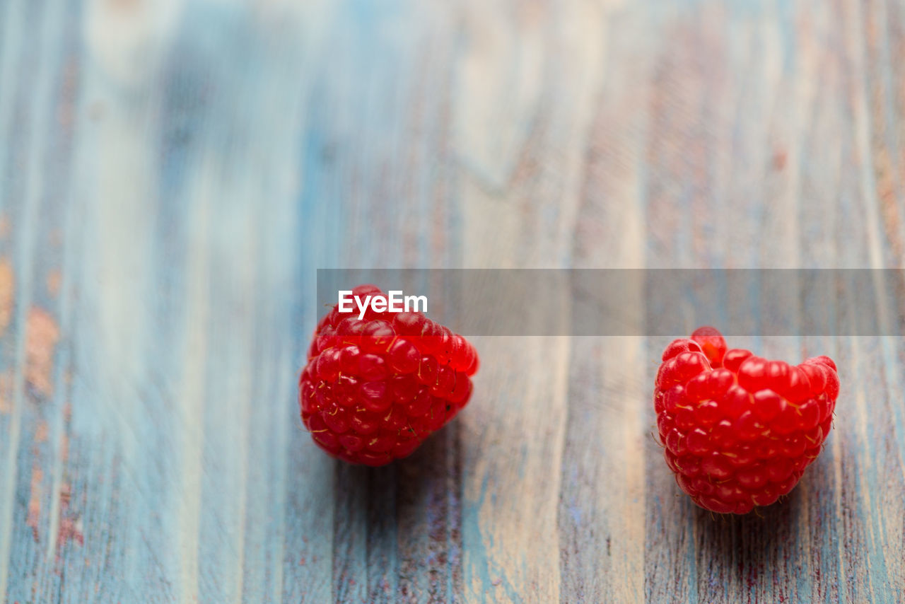 Close-up of strawberries on table