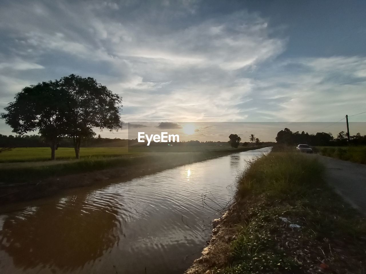 SCENIC VIEW OF LAKE DURING SUNSET