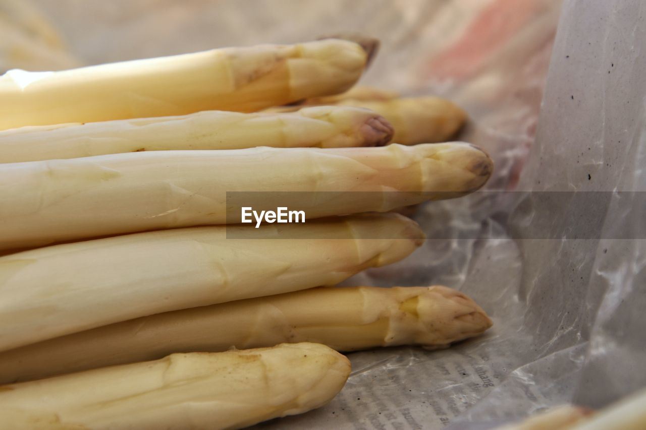 Close-up of asparagus on table