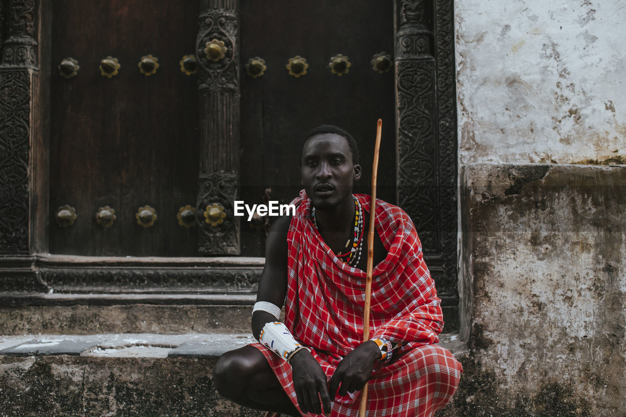 Maasai man in traditional clothes