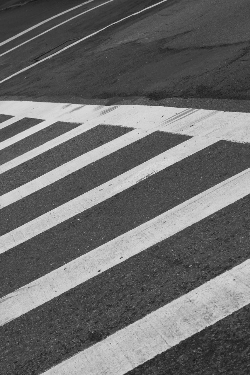 An oblique view of a zebra crossing