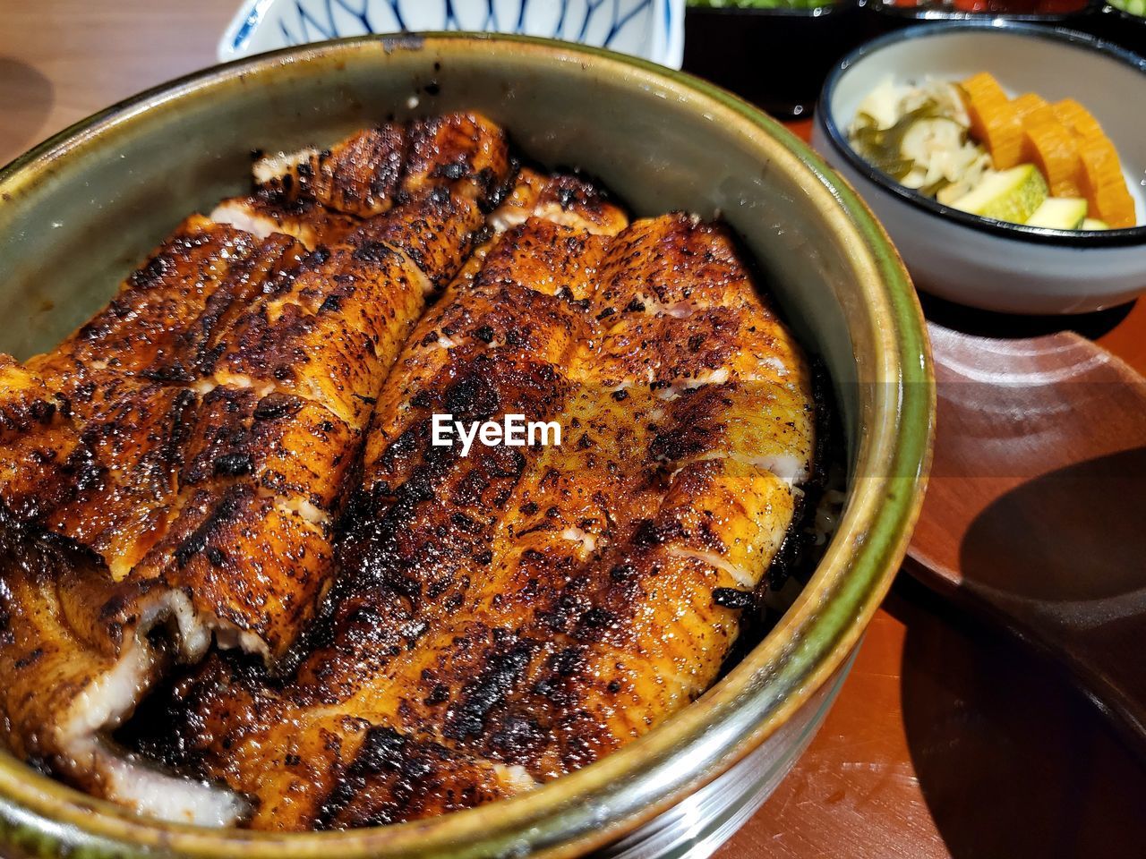 high angle view of food on table